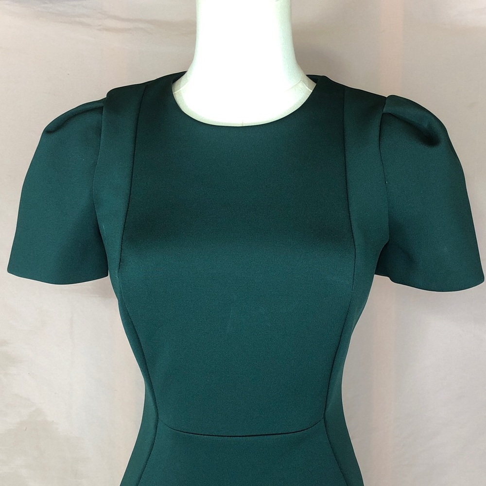 Calvin Klein Tailored Dark Green Midi Dress with Short Sleeves Size Small 2 - Picture 3 of 15